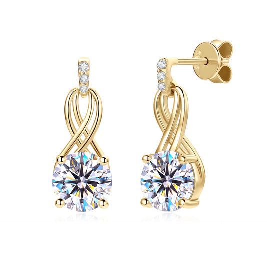 2 Carat Moissanite Drop Earrings - Sterling Silver French Style for Women