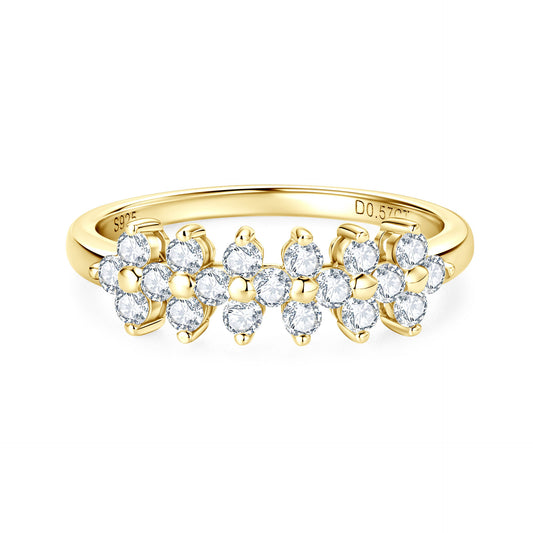 S925 Sterling Silver Four Leaf Clover Moissanite Ring - D Color Luxury Design