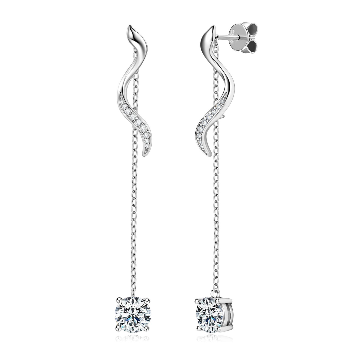 Long Tassel Moissanite Drop Earrings - 925 Sterling Silver Statement Earrings