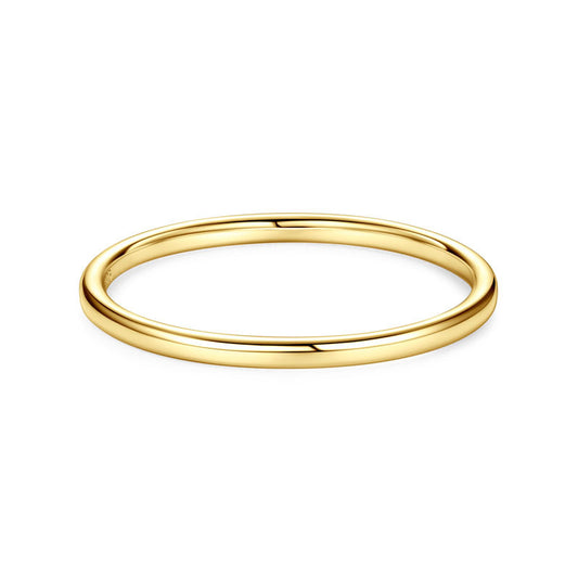 S925 Sterling Silver Classic Plain Band Ring - 18K Gold Plated Unisex Couple Ring