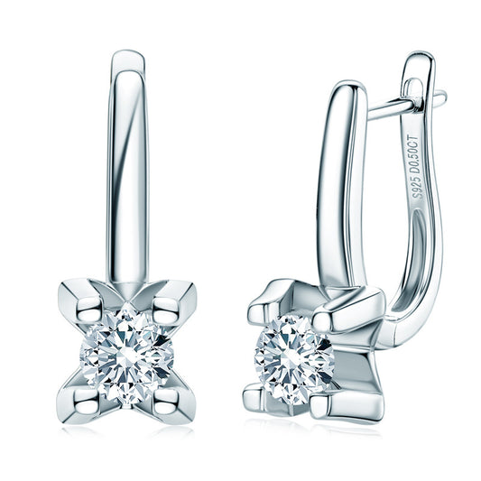 S925 Sterling Silver Bull Head Moissanite Earrings - Minimalist Luxury Studs