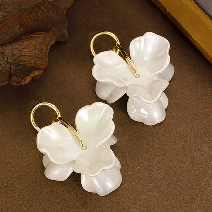 Amber Resin Flower Earrings - 3D Floral Statement Earrings for Women