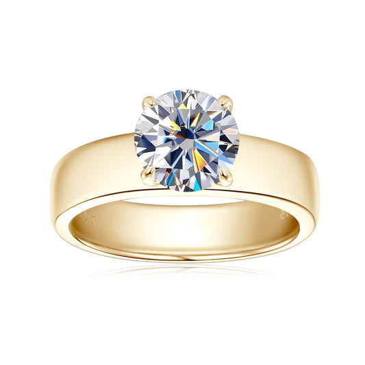 2 Carat D Color Moissanite Ring - 925 Sterling Silver 18K Gold Plated Women's Engagement Ring