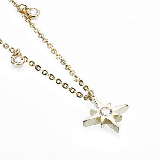 S925 Sterling Silver Moissanite Hexagram Star Necklace - Six-Point Star Collarbone Chain