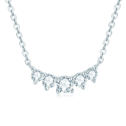 S925 Sterling Silver Smile Moissanite Collarbone Necklace - Sweet Pendant Design