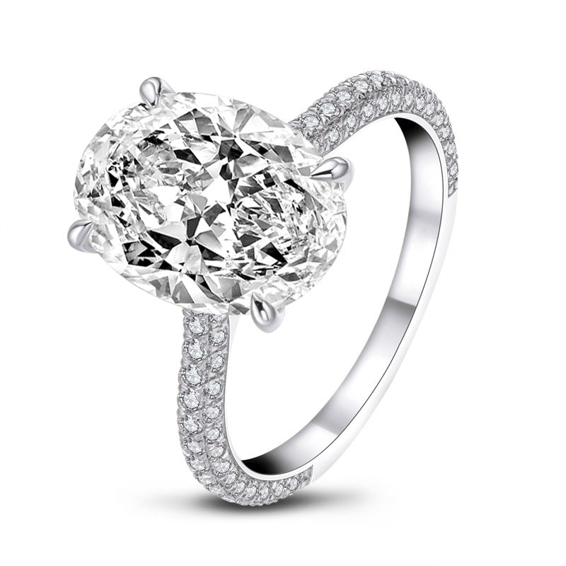 S925 Sterling Silver 5 Carat Oval Diamond Ring - Luxury Statement Engagement Ring