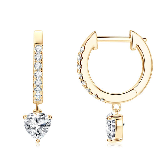 Heart Moissanite Stud Earrings - Sterling Silver for Women