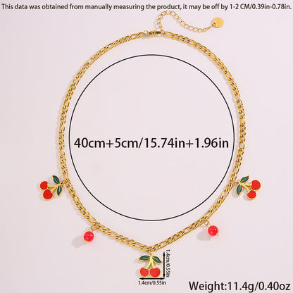Cherry Pendant Necklace - Dainty Fruit Charm Necklace