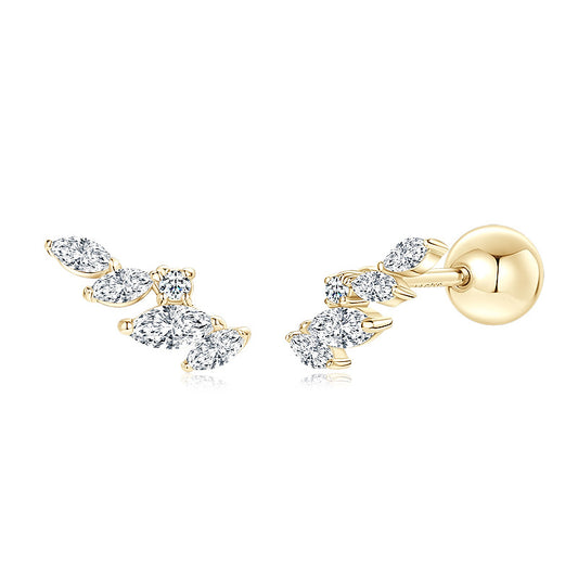 Angel Wings Moissanite Stud Earrings - D Color 925 Sterling Silver for Women