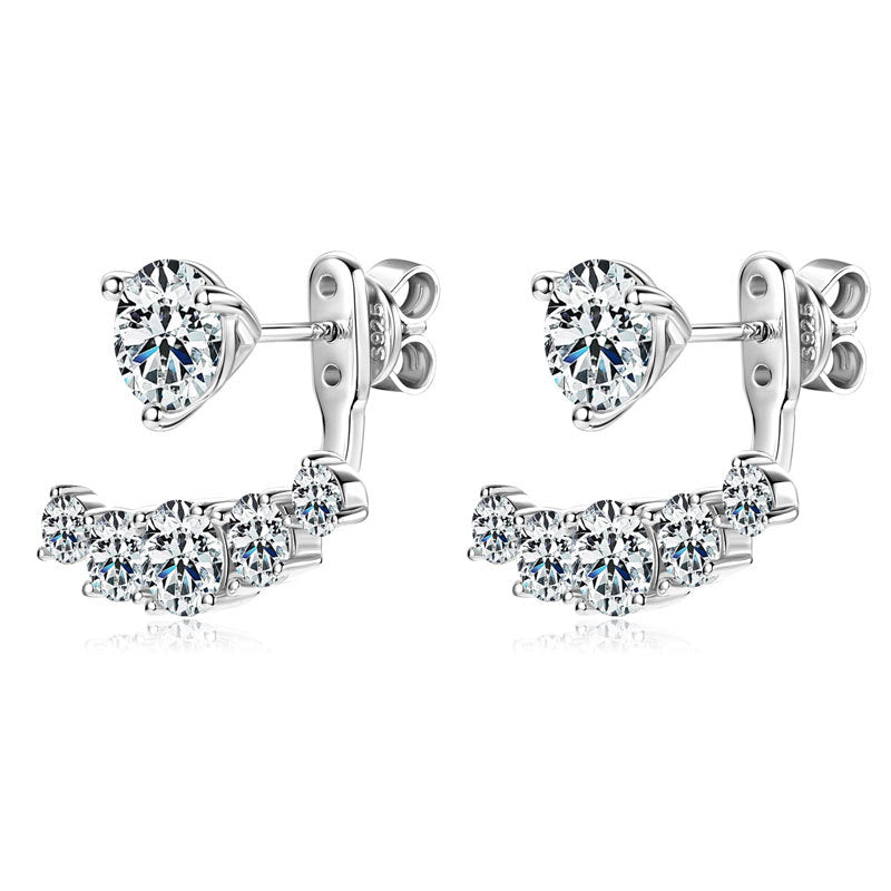 Convertible Moissanite Stud Earrings - Sterling Silver 2-Way Design for Women