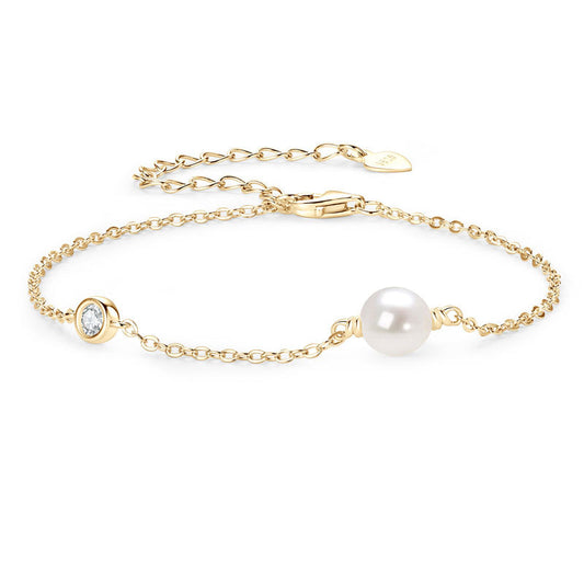 Freshwater Pearl Bracelet - S925 Sterling Silver Minimalist Jewelry for Women