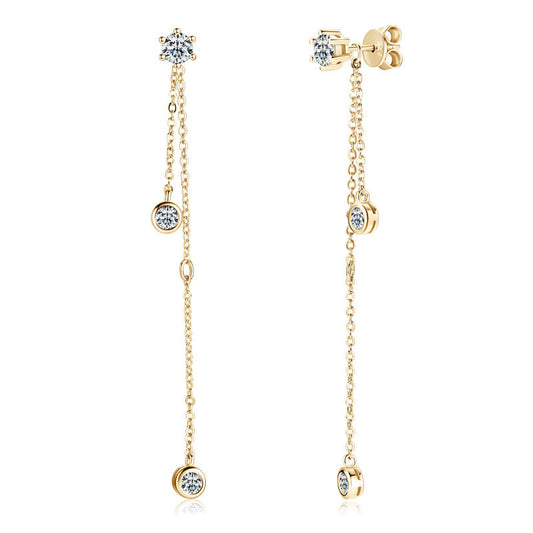 D-Color Moissanite Tassel Drop Earrings - S925 Sterling Silver Convertible Earrings