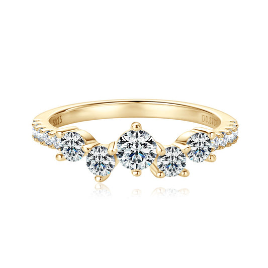 D-Color Moissanite Gypsy Ring - S925 Sterling Silver Versatile Band for Women