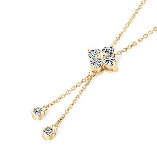 Four-Leaf Clover Fringe Pendant - Sterling Silver S925 High-End D Color Moissanite Necklace