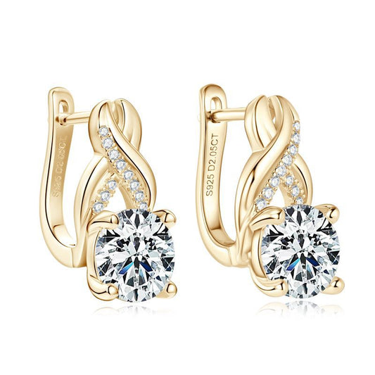 S925 Sterling Silver Water Drop Earrings - 2 Carat Moissanite Twist Earrings