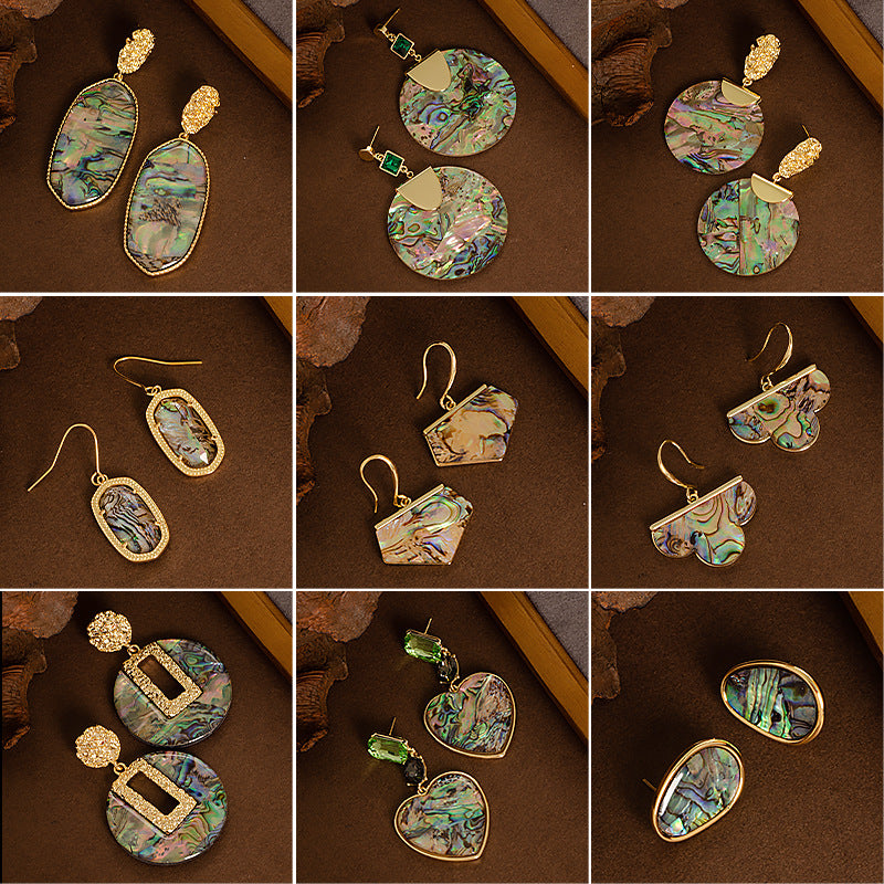 Abalone Shell Stud Earrings - Natural Shell Sterling Silver Post Earrings for Women