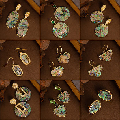 Abalone Shell Stud Earrings - Natural Shell Sterling Silver Post Earrings for Women