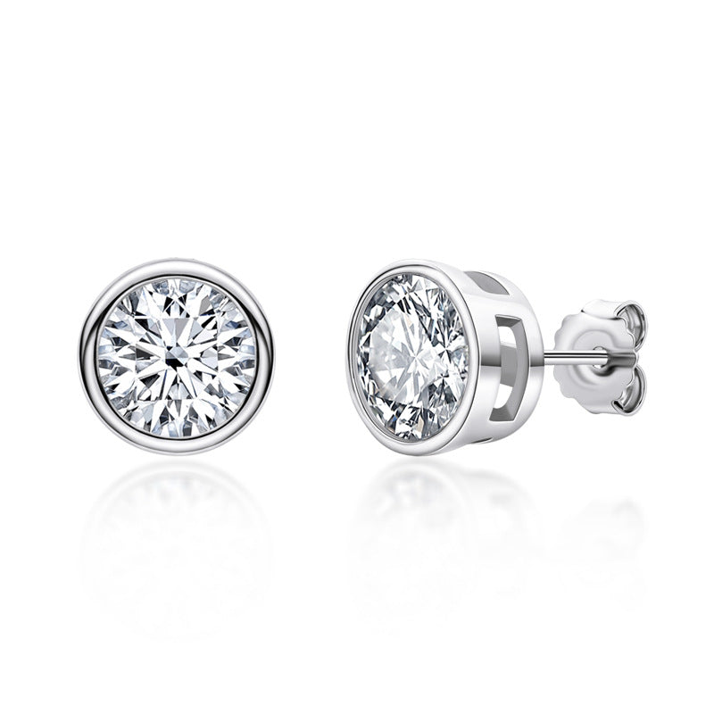 S925 Sterling Silver Moissanite Stud Earrings - Round Cut Diamond Alternative