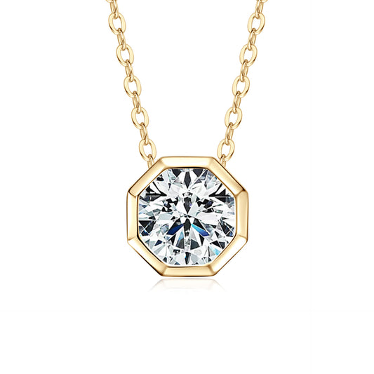 1 Carat Moissanite Solitaire Necklace - S925 Sterling Silver Geometric Pendant