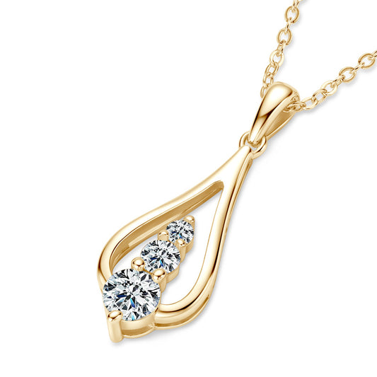 Moissanite Teardrop Pendant Necklace - 925 Sterling Silver Angel Tears Design for Women