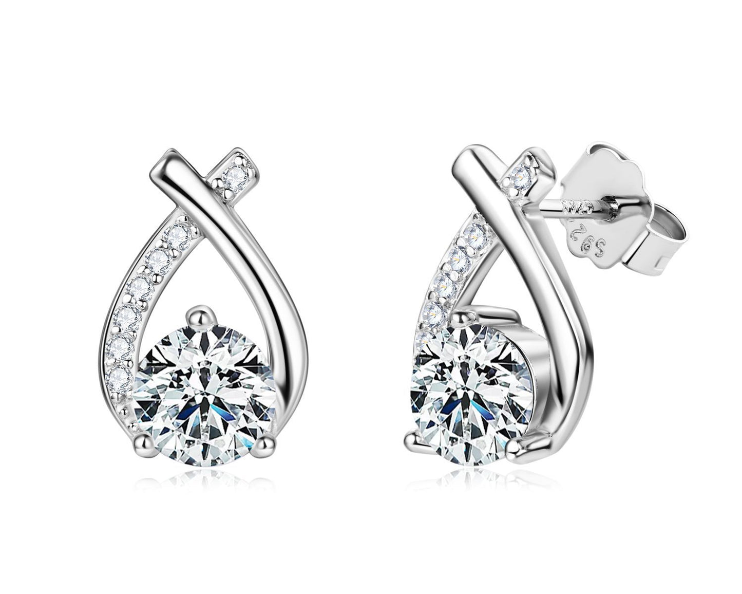 S925 Sterling Silver X-Shaped Moissanite Earrings - Luxury Fishtail Design