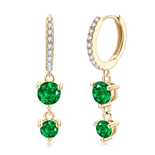 Emerald Drop Earrings - Sterling Silver Tassel Earrings for Women