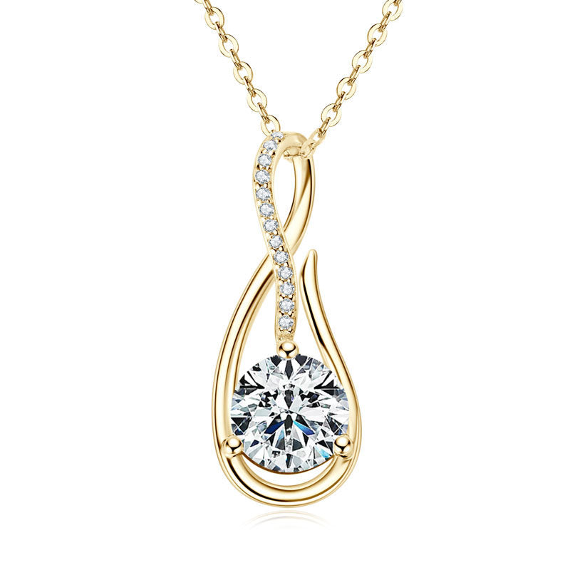 2 Carat Eight Hearts Eight Arrows Water Drop Pendant - S925 Silver Diamond Necklace