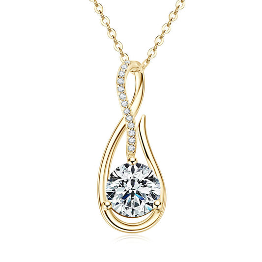 2 Carat Eight Hearts Eight Arrows Water Drop Pendant - S925 Silver Diamond Necklace