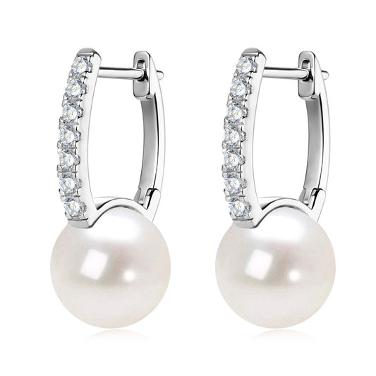 Natural Freshwater Pearl Stud Earrings - Sterling Silver for Women