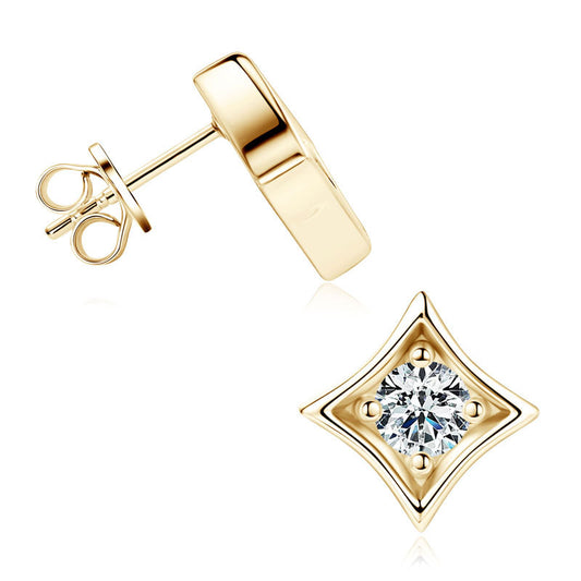 Moissanite Diamond Stud Earrings - Hip Hop Rhombus Sterling Silver 925 Unisex Punk Style
