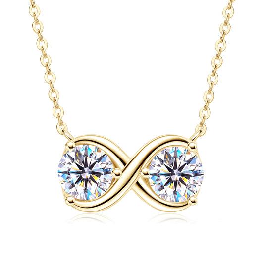 Sterling Silver Infinity Necklace - Moissanite Pendant for Women
