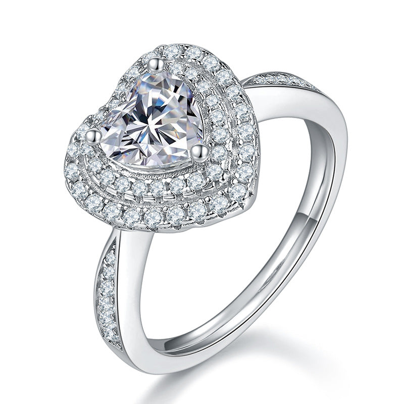 1 Carat Moissanite Wedding Ring - 925 Sterling Silver Engagement Ring for Women