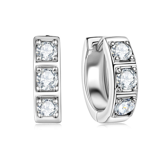 S925 Sterling Silver 18K Gold Plated Hip-Hop Moissanite Earrings - Unisex Style
