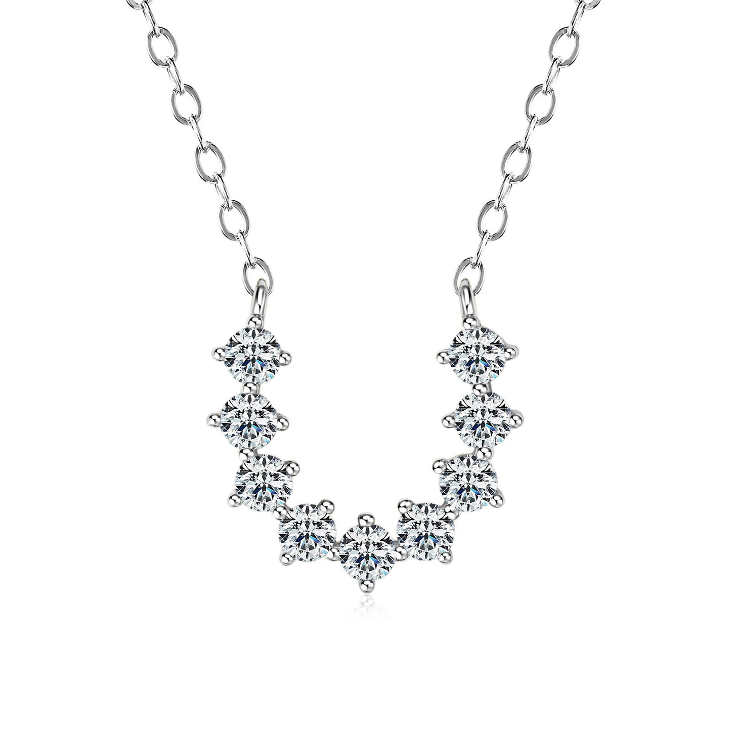U-Shaped Horseshoe Moissanite Necklace - S925 Sterling Silver Collarbone Chain