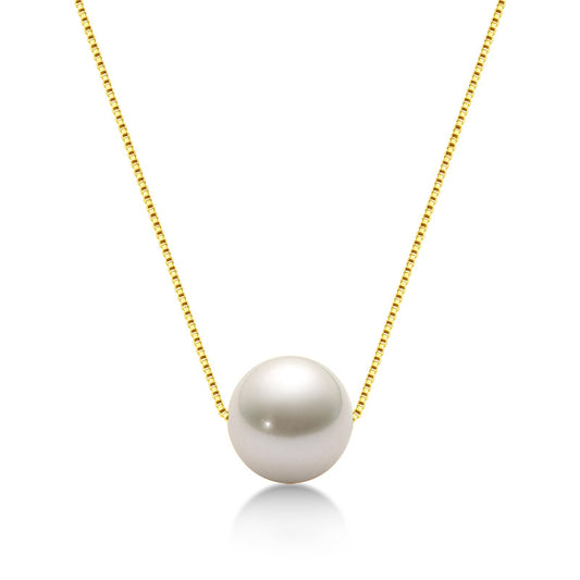 S925 Sterling Silver Freshwater Pearl Necklace - Minimalist Single Pearl Pendant