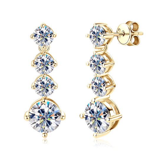 French Vintage Moissanite Stud Earrings - S925 Sterling Silver Classic Design