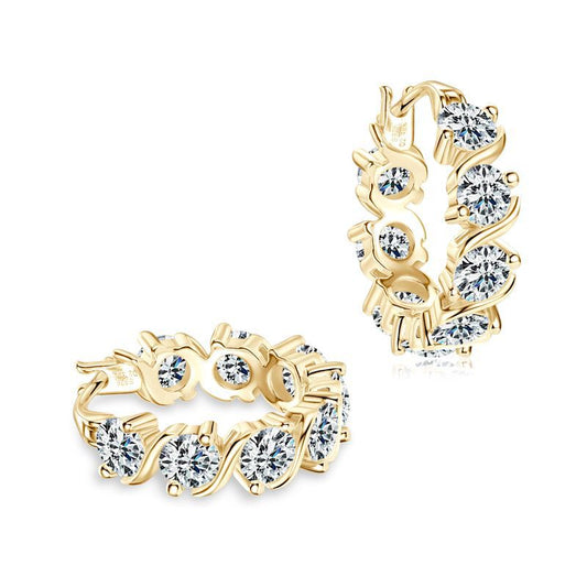 Full Diamond Moissanite Gypsy Earrings - S925 Sterling Silver Luxury Statement Jewelry