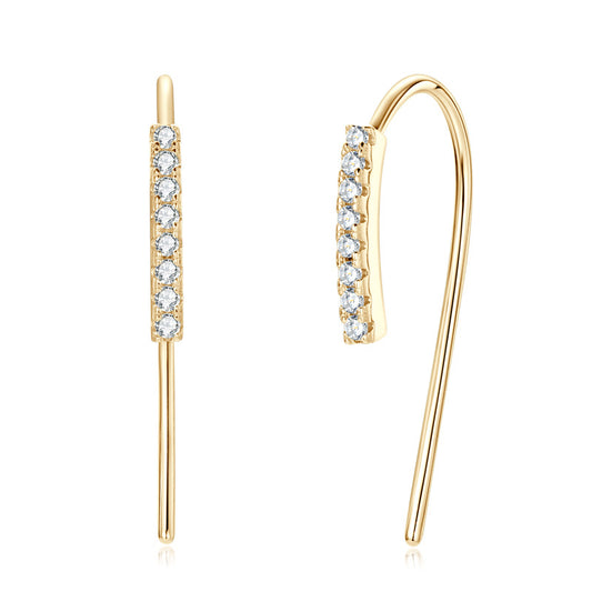 Moissanite Row Diamond Ear Cuff - S925 Sterling Silver Climber Earrings