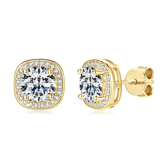S925 Sterling Silver 1 Carat Moissanite Stud Earrings - Classic Four-Prong Setting