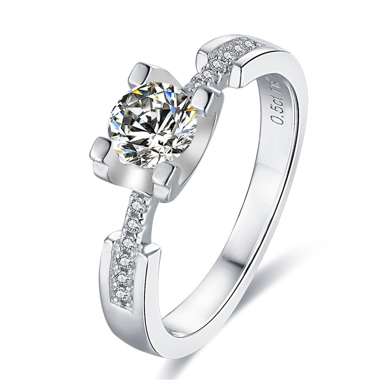 Moissanite Solitaire Ring - S925 Sterling Silver 18K Gold Plated Wedding Ring