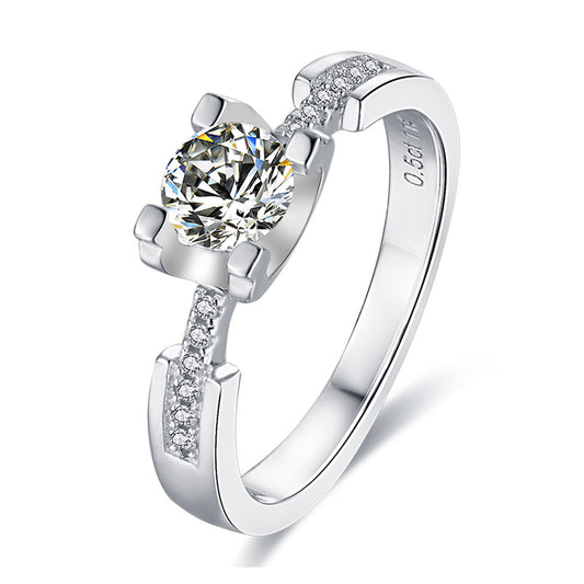 Moissanite Solitaire Ring - S925 Sterling Silver 18K Gold Plated Wedding Ring