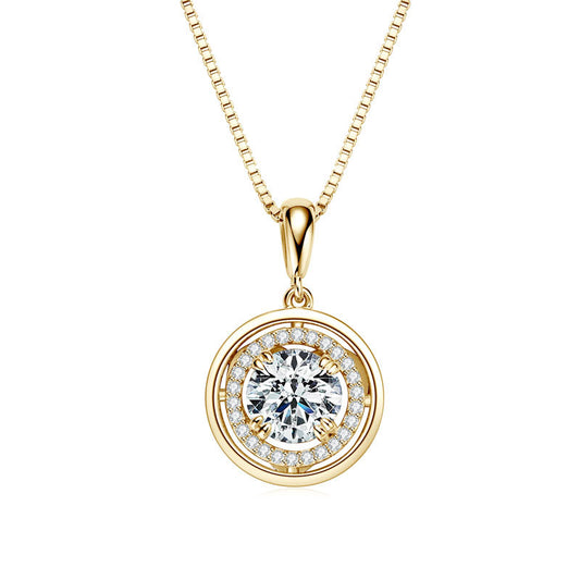 S925 Sterling Silver UFO Compass Moissanite Pendant Necklace - Luxury Design