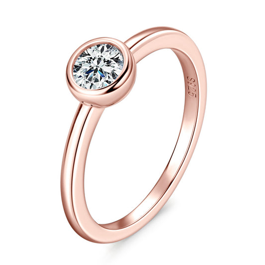 Bubble Moissanite Ring - 925 Sterling Silver 18K Rose Gold Plated Jewelry for Women
