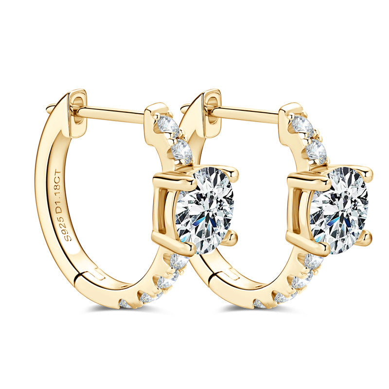 All Moissanite Stud Earrings - Premium Four-Prong Setting Sterling Silver