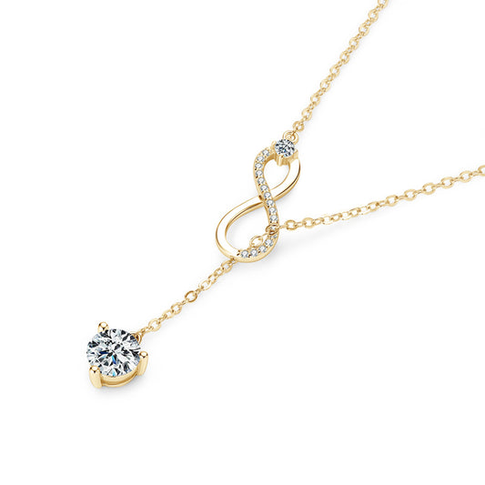 S925 Sterling Silver Moissanite Infinity Tassel Necklace - Symbolic Pendant Jewelry