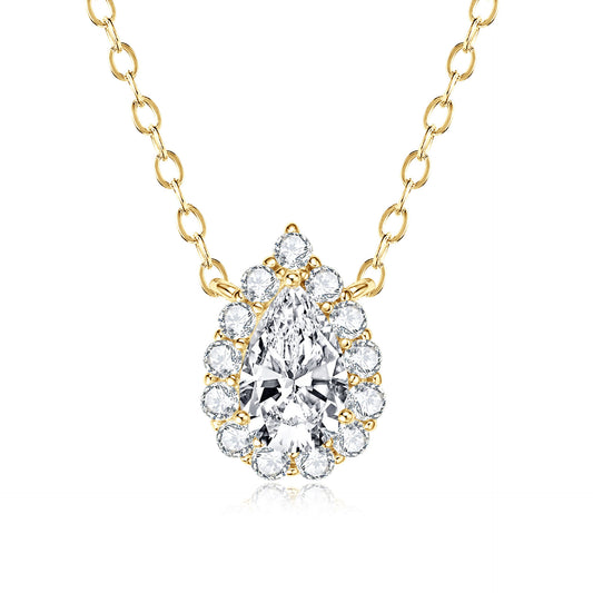 S925 Sterling Silver 1 Carat Round Moissanite Collarbone Necklace - Classic Pendant