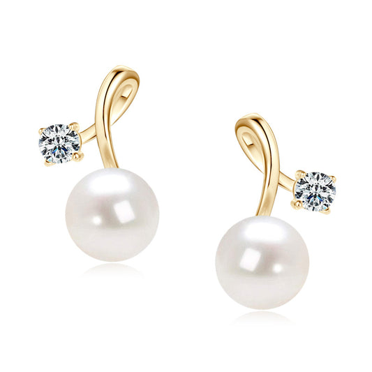 Natural Freshwater Pearl Cherry Stud Earrings - S925 Sterling Silver Sweet Minimalist Earrings