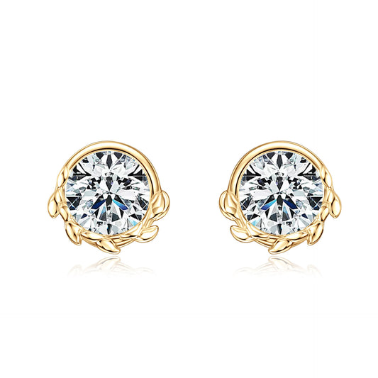 S925 Sterling Silver 0.5 Carat Olive Leaf Moissanite Stud Earrings for Women