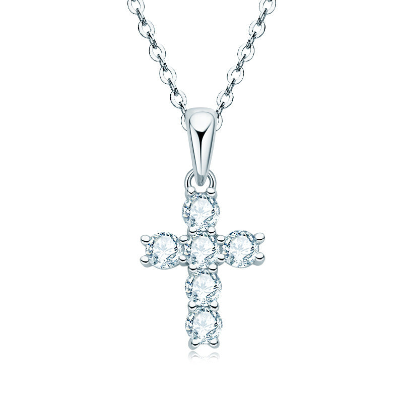 Kreuz-Halskette aus S925er Sterlingsilber – 18 Karat vergoldeter Diamant-Glaubensanhänger 