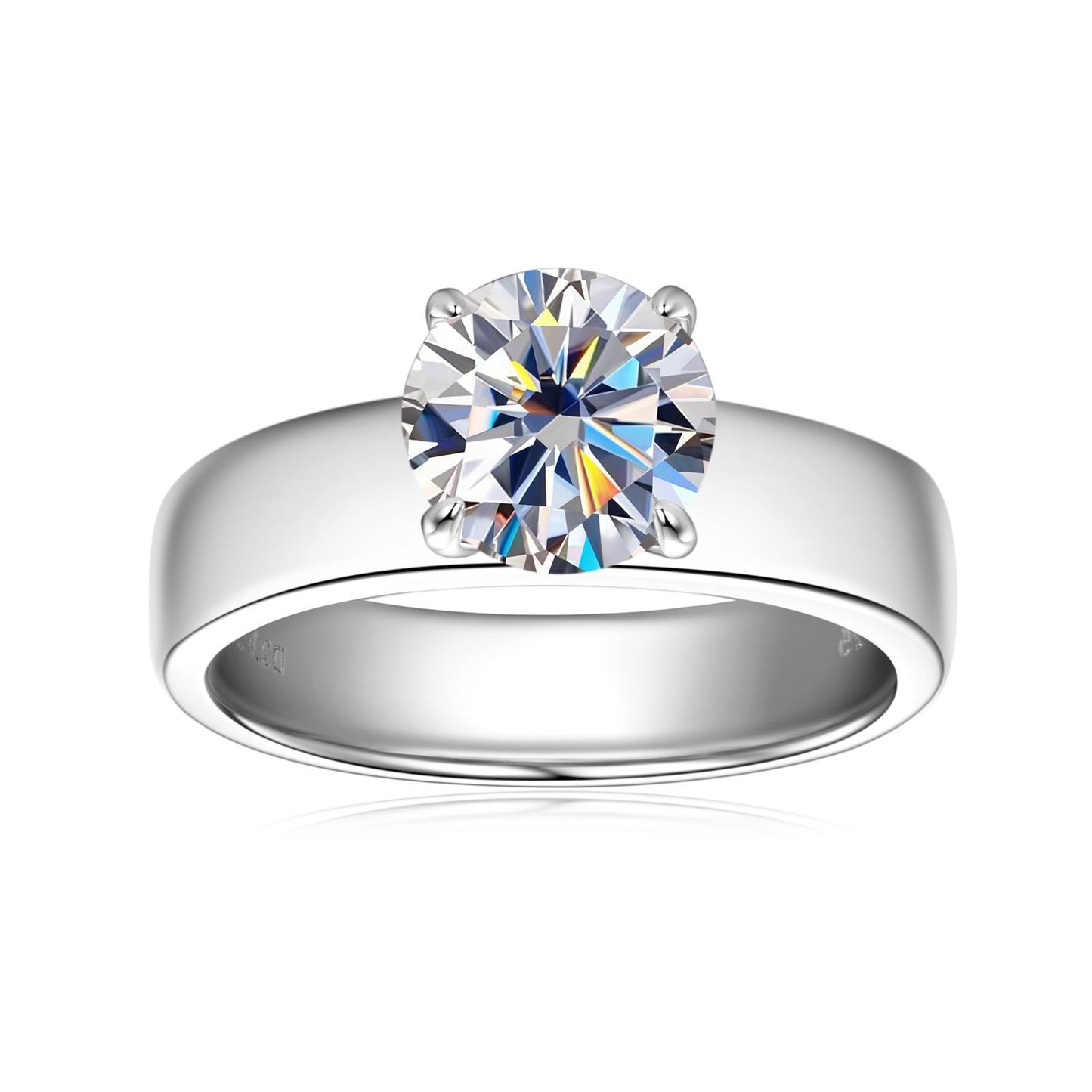 2 Carat D Color Moissanite Ring - 925 Sterling Silver 18K Gold Plated Women's Engagement Ring